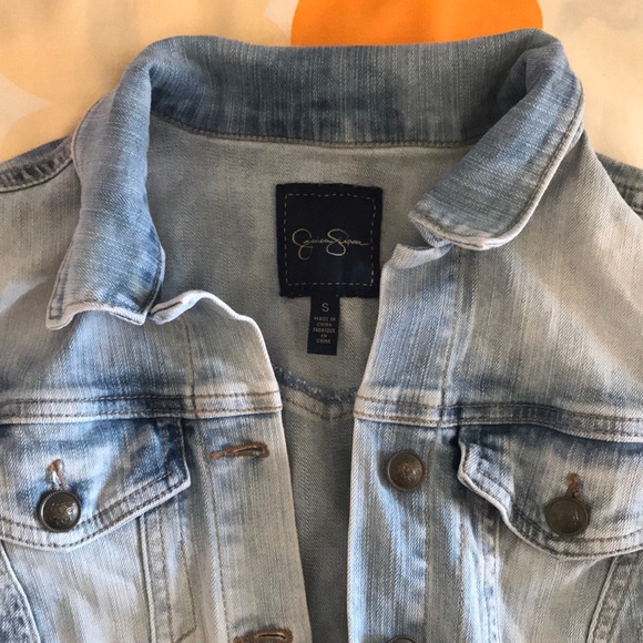 Jessica Simpson blue pixie crop denim jean jacket - Picture 3 of 8
